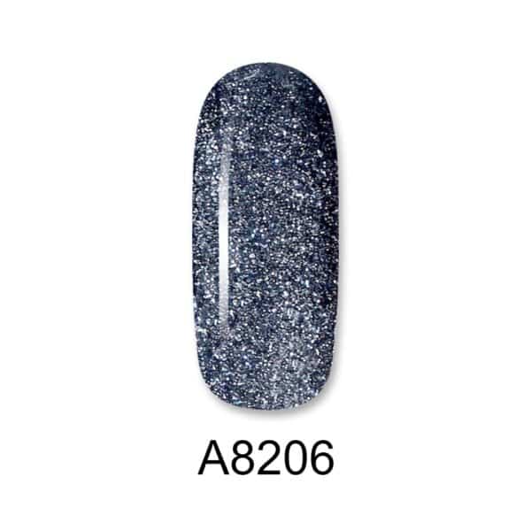 ALOHA Ημιμόνιμο βερνίκι 8ml – Color Coat A8206 / Χρώμα: Blue Gray Metallic with Shimmer (Γκρι-μπλε μεταλλικό με Shimmer)