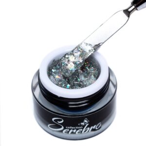 Serebro Ημιμόνιμο Βερνίκι Glitter Gel Silver 5ml