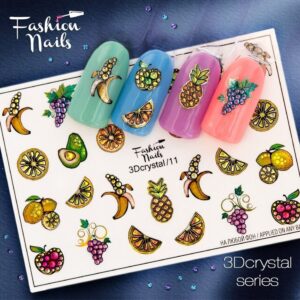 Serebro Slider Design Fashion Nails No11 3D Crystal