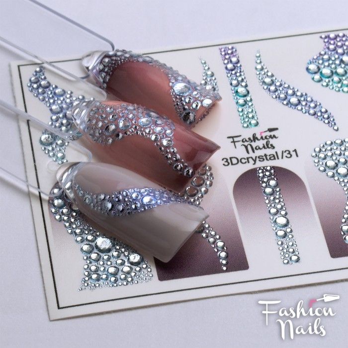 Serebro Slider Design Fashion Nails No31 3D Crystal