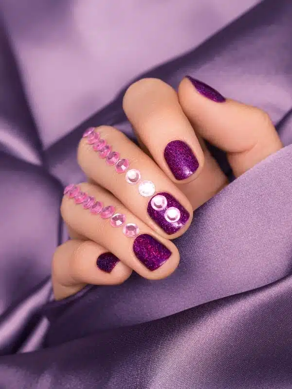 Μωβ Νύχια 50 Σχέδια Mwb manikiour glitter diakosmisi strass min