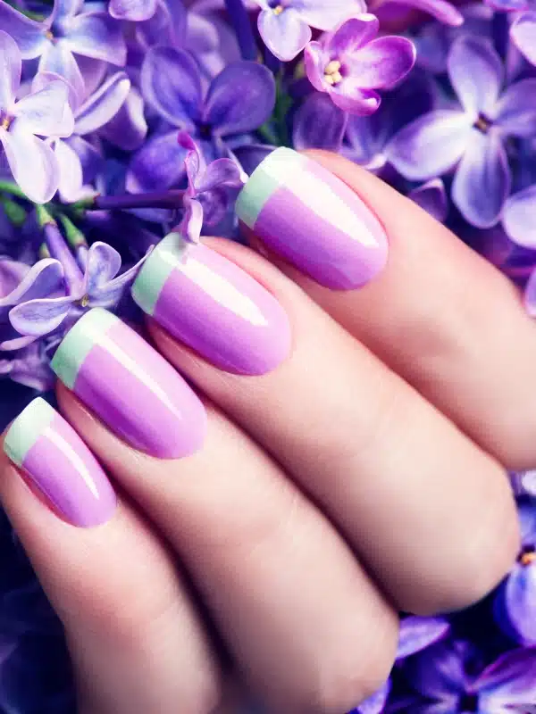 Νύχια Λιλά 20 Σχέδια lila galliko manicure me prasino